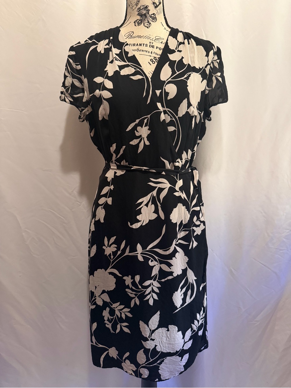 Coldwater Creek Black and White Floral Wrap Dress